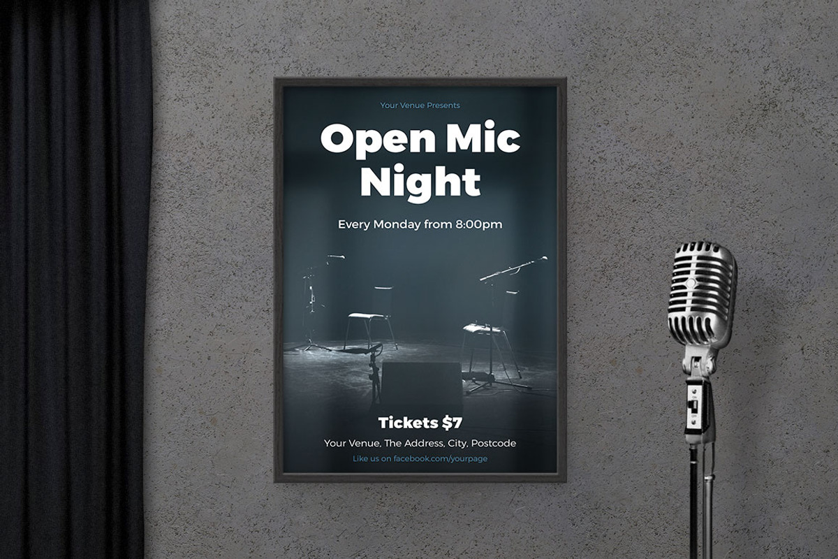 Open Mic Night Poster, a Flyer Template by GLXY (Photo 1 of 2)