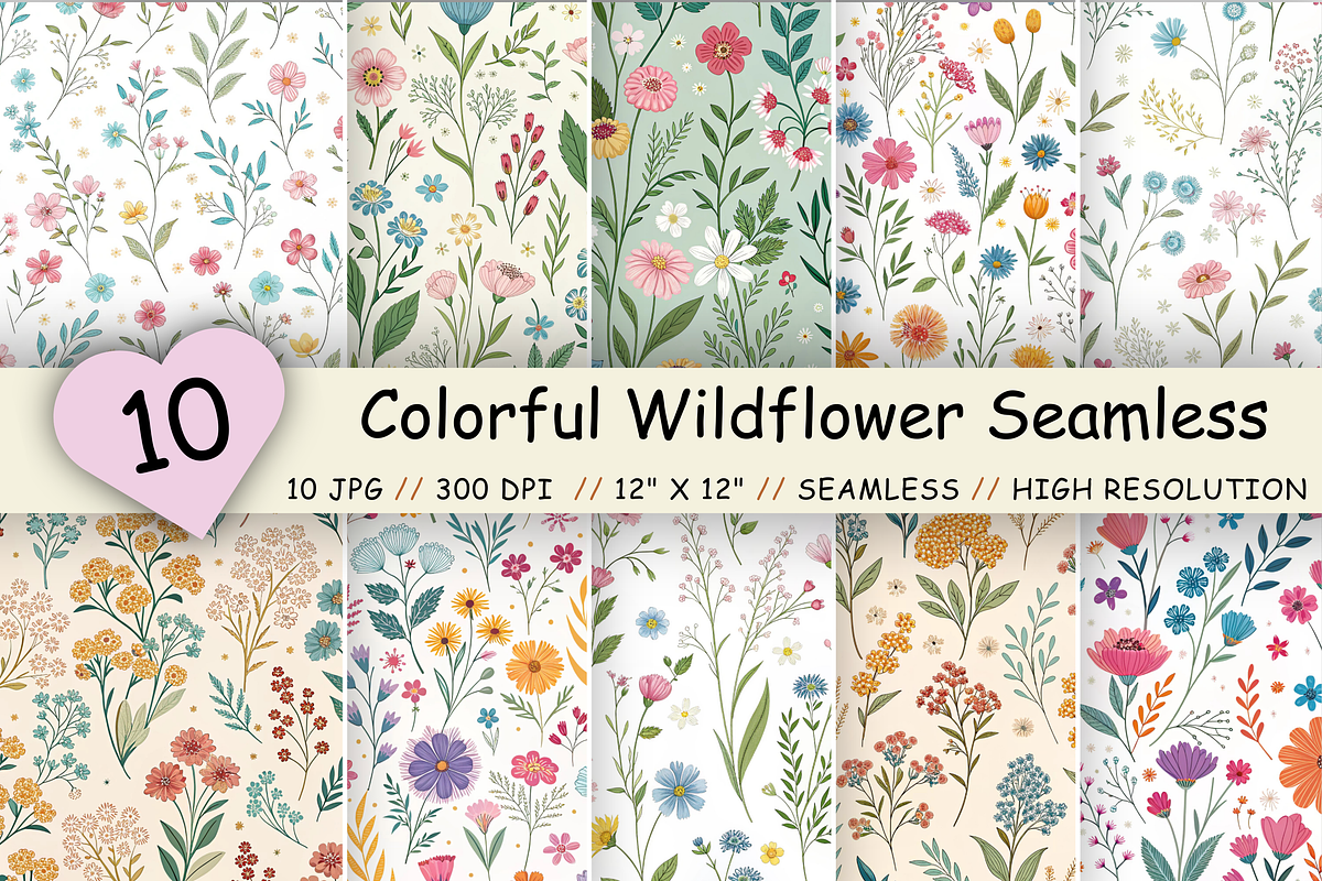 Colorful Wildflower Seamless Pattern