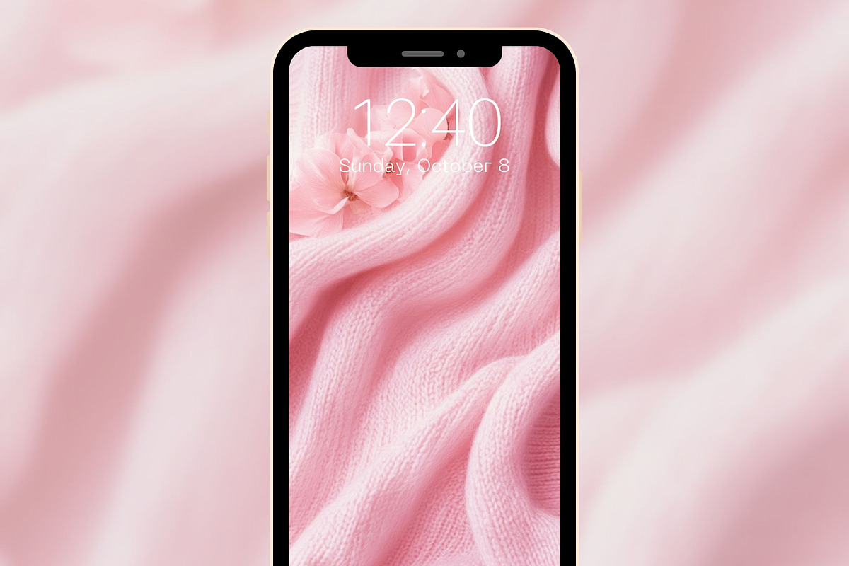 Soft Pink Knitted & Floral Phone BG, a Wallpaper Graphic by Kalindiprints (Photo 5 of 6)