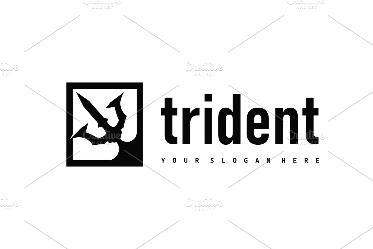 Trident logo pitchfork weapon symbol, a Branding & Logo Template by Maylianaw28