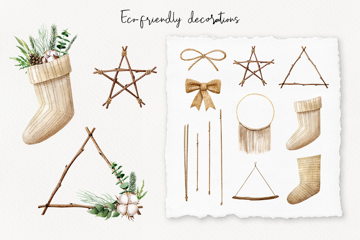 Zero Waste Christmas watercolor set, a Decorative Illustration by Natalia Fedorova (Photo 4 of 14)