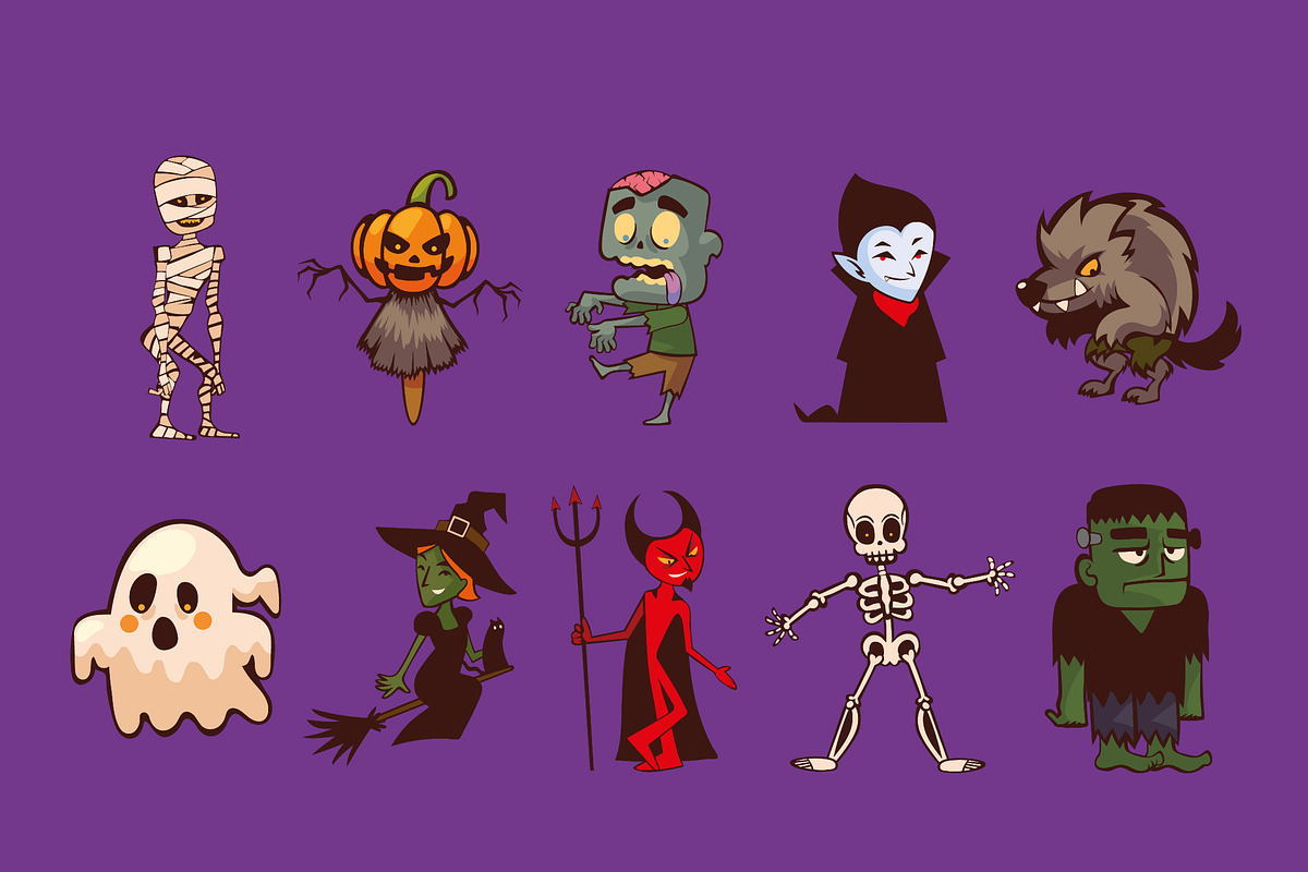 Halloween Character Set, a Templates & Theme by studiogstock (Photo 1 of 2)
