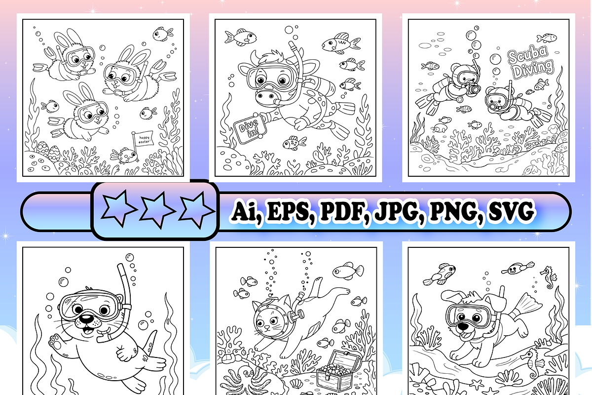 Animals Scuba Diving Coloring Book, an Animal Illustration by Design Zone (Photo 4 of 5)