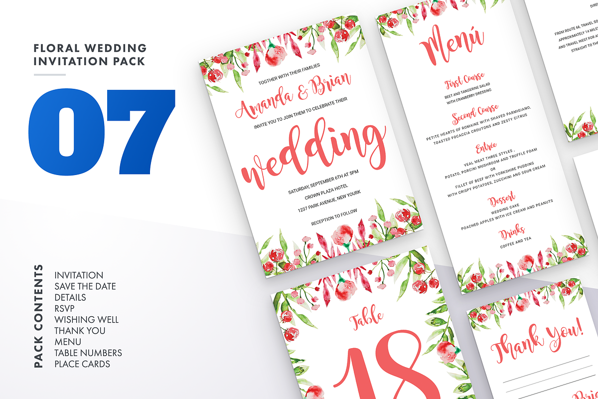 Floral Wedding Invitation Bundle, an Invitation Template by LovePowerDesigns (Photo 14 of 17)