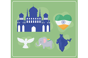 set of indian stuffs, an Illustration by studiogstock
