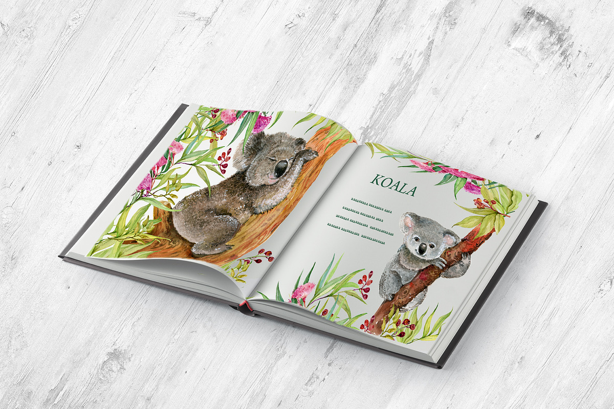 Koala & eucalyptus set illustration, an Animal Illustration by MitrushovaArt (Photo 5 of 7)