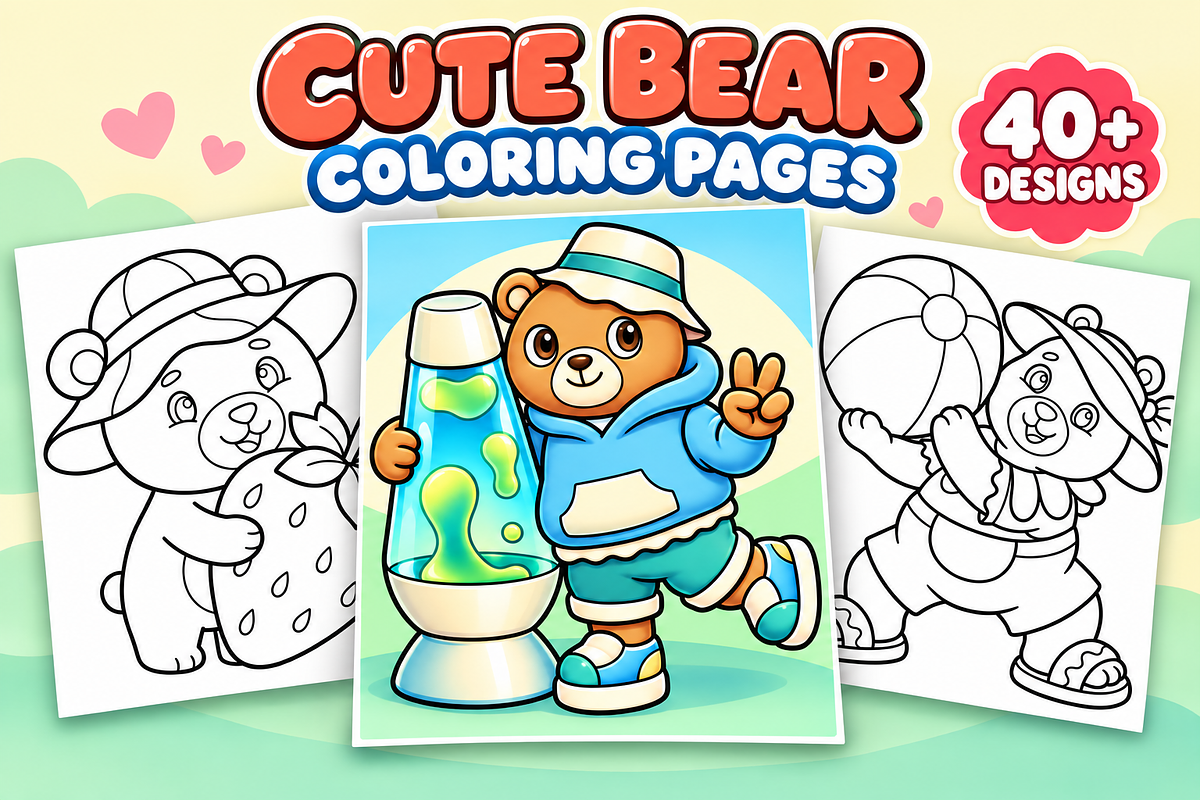 Cute Bear Coloring Pages – Volume 2, an Animal Illustration by Inkivelle Studio (Photo 1 of 3)