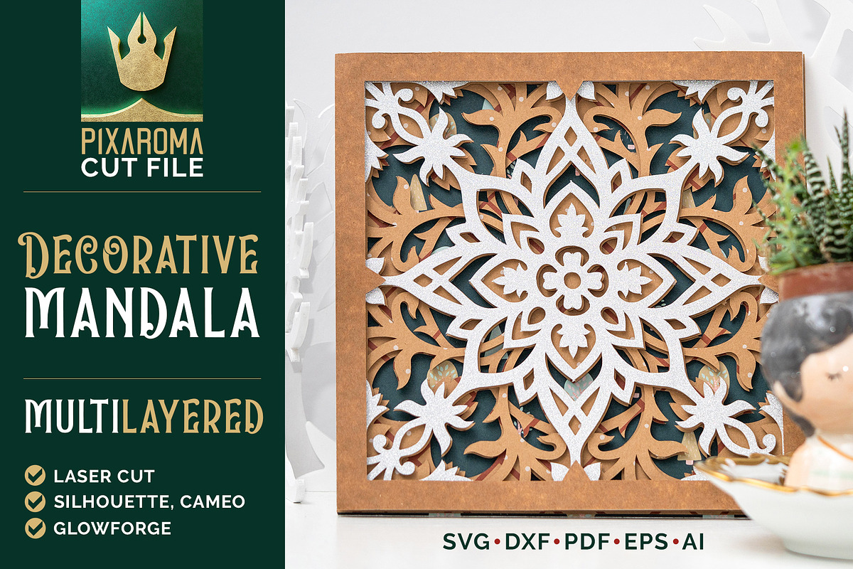 Decorative Mandala 3D Layered SVG, a Decorative Illustration by pixaroma (Photo 1 of 10)