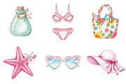 Coquette Coastal Clipart Bundle, an Illustration by Watercolor design (Thumbnail 4 of 4)