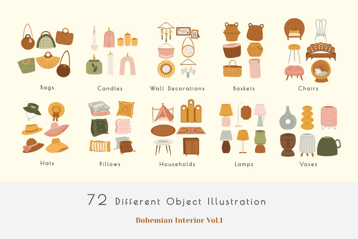 Bohemian Interior Vol.1, an Object Graphic by Bewalrus Studio (Photo 2 of 7)