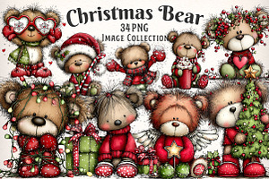 Christmas Teddy Bear Clipart, an Illustration by Dream Creation
