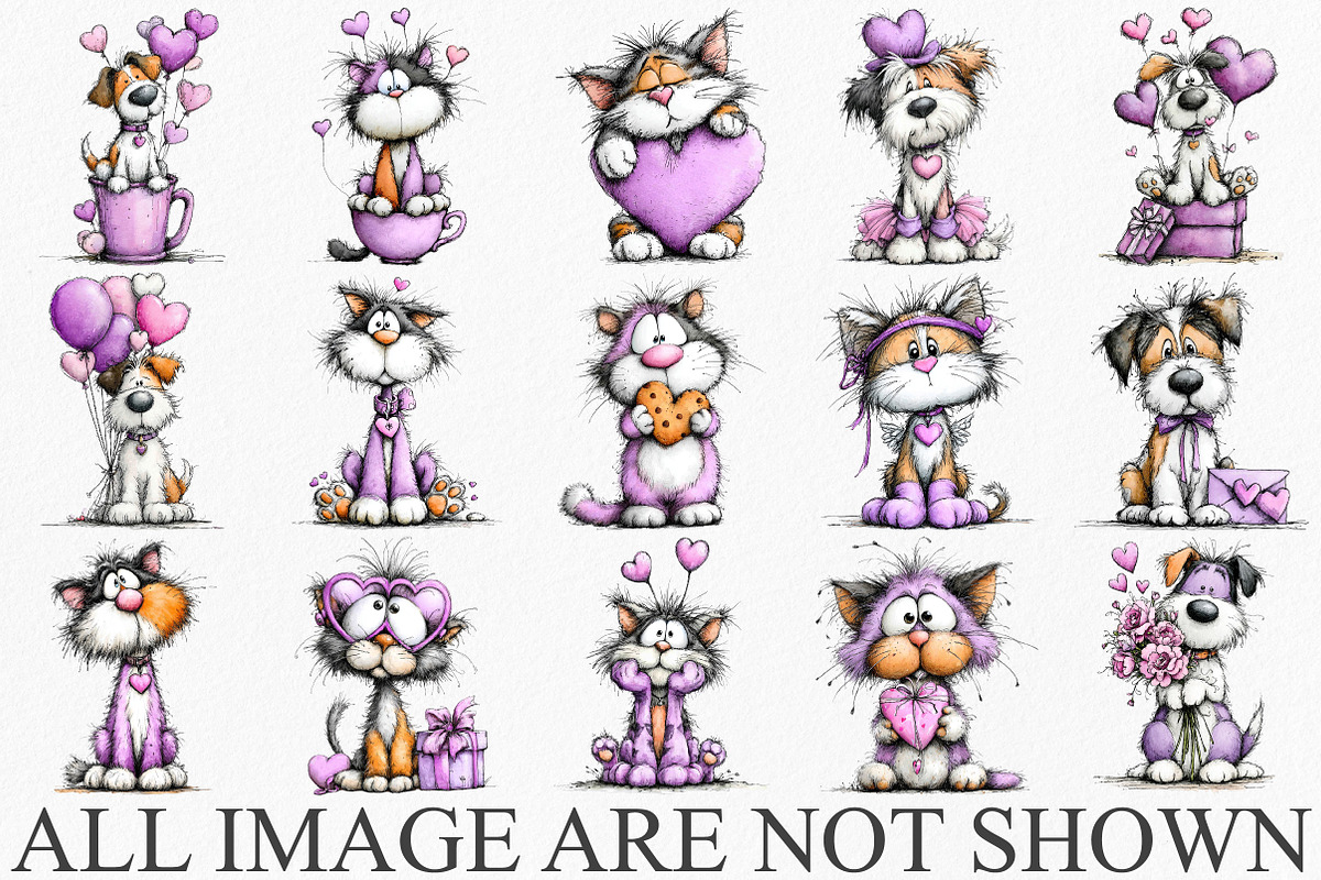 Watercolor Valentine Cat And Dog, an Illustration by Canvas Craft (Photo 3 of 6)