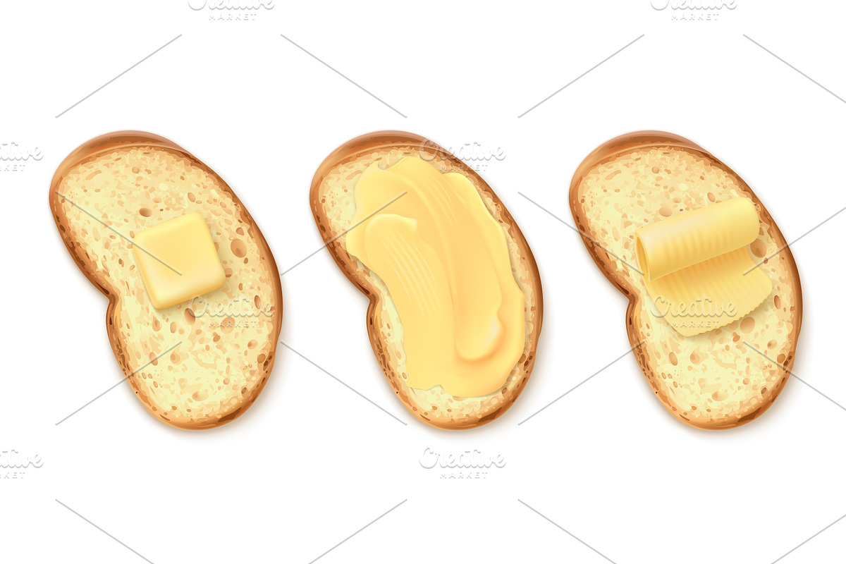 Realistic butter on bread. Sandwich, a Food Illustration by Stock-Smart-Start