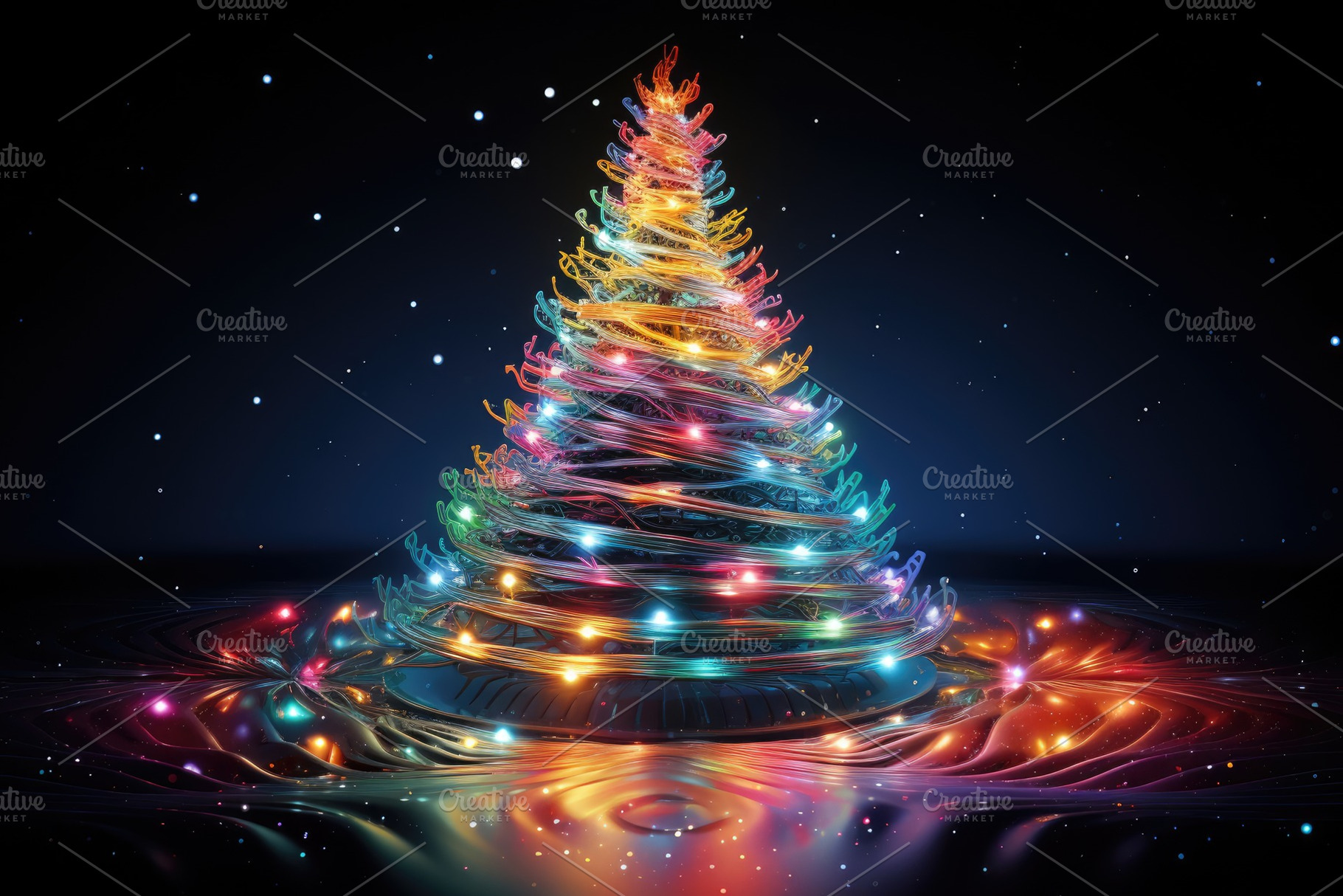 christmas tree made of colored light, a Photo by Iftikhar Alam