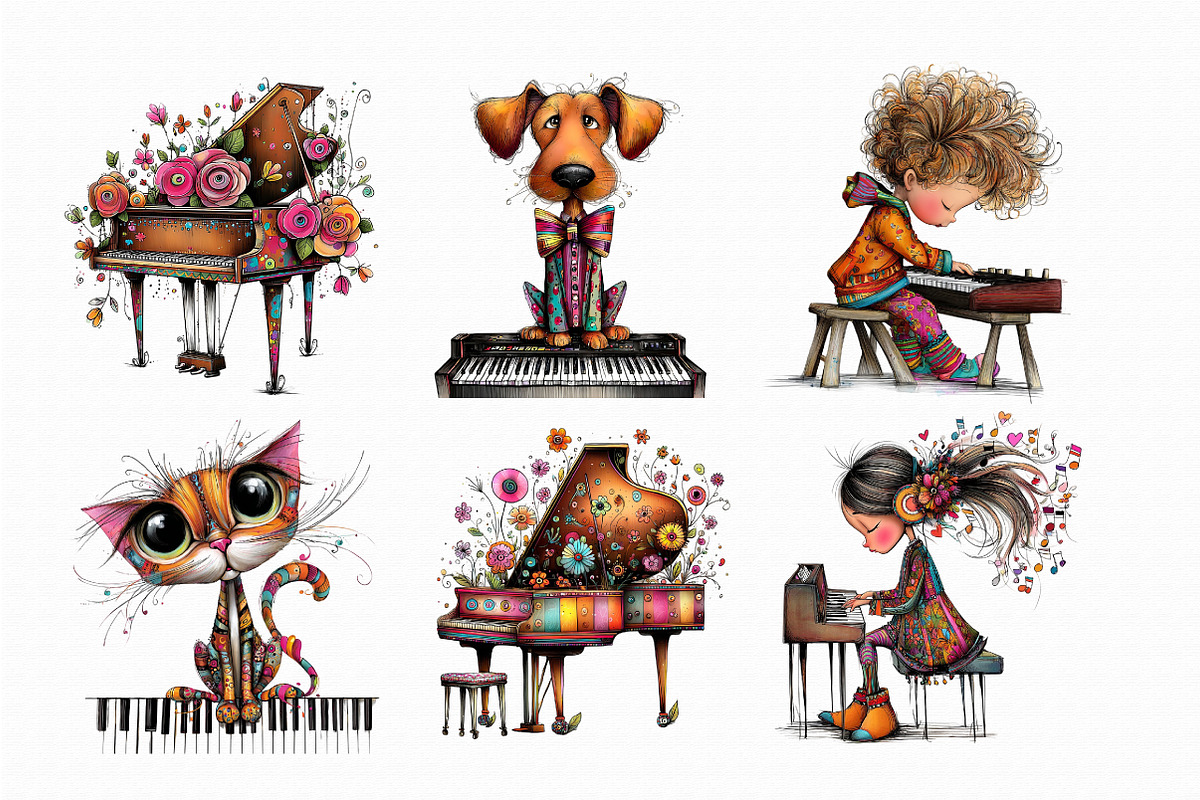 Playing Piano ClipArt, an Illustration by Libby Wishes (Photo 3 of 7)