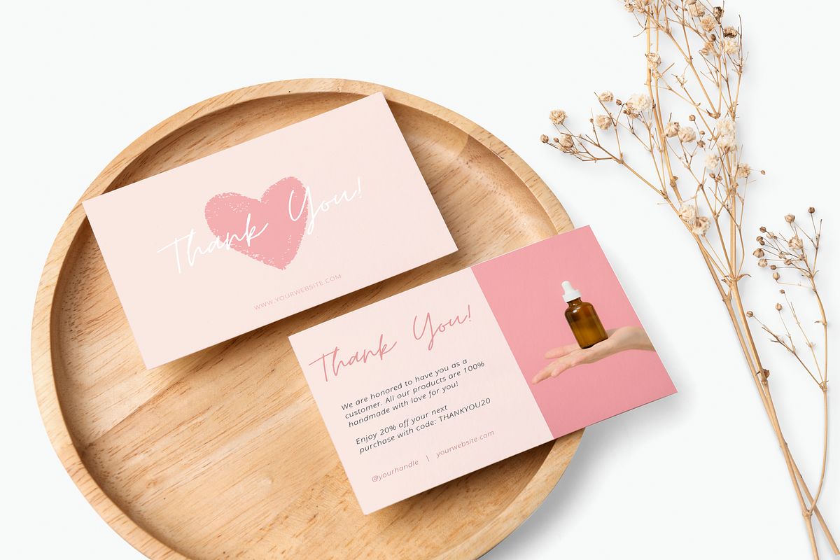 Pink Thank You Card Template (Canva), a Card Template by Gebers Marketing & Design (Photo 1 of 8)