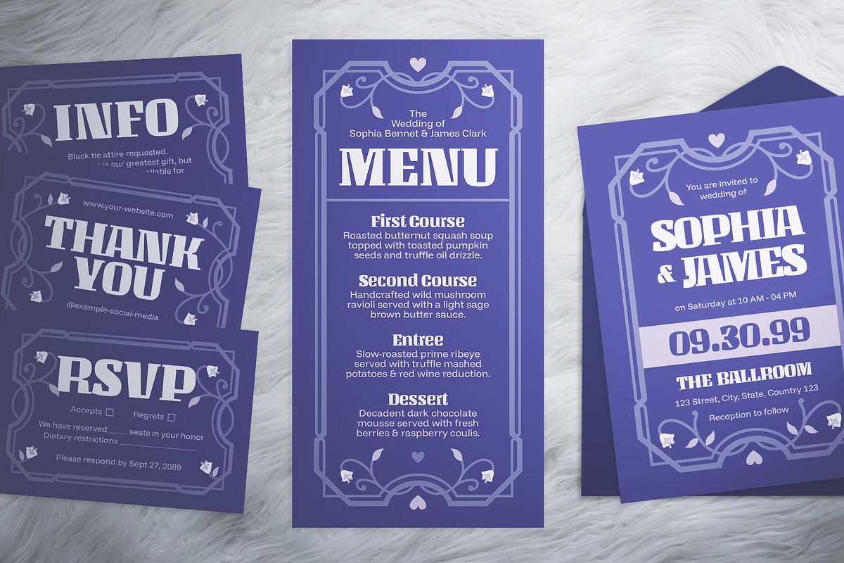 Purple Bold Wedding Invitation Suite, an Invitation Template by The Good Store (Photo 4 of 4)