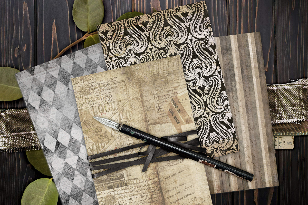 Vintage Damask Worn Digital Paper, a Pattern Graphic by Posh Papers & Patterns (Photo 3 of 9)