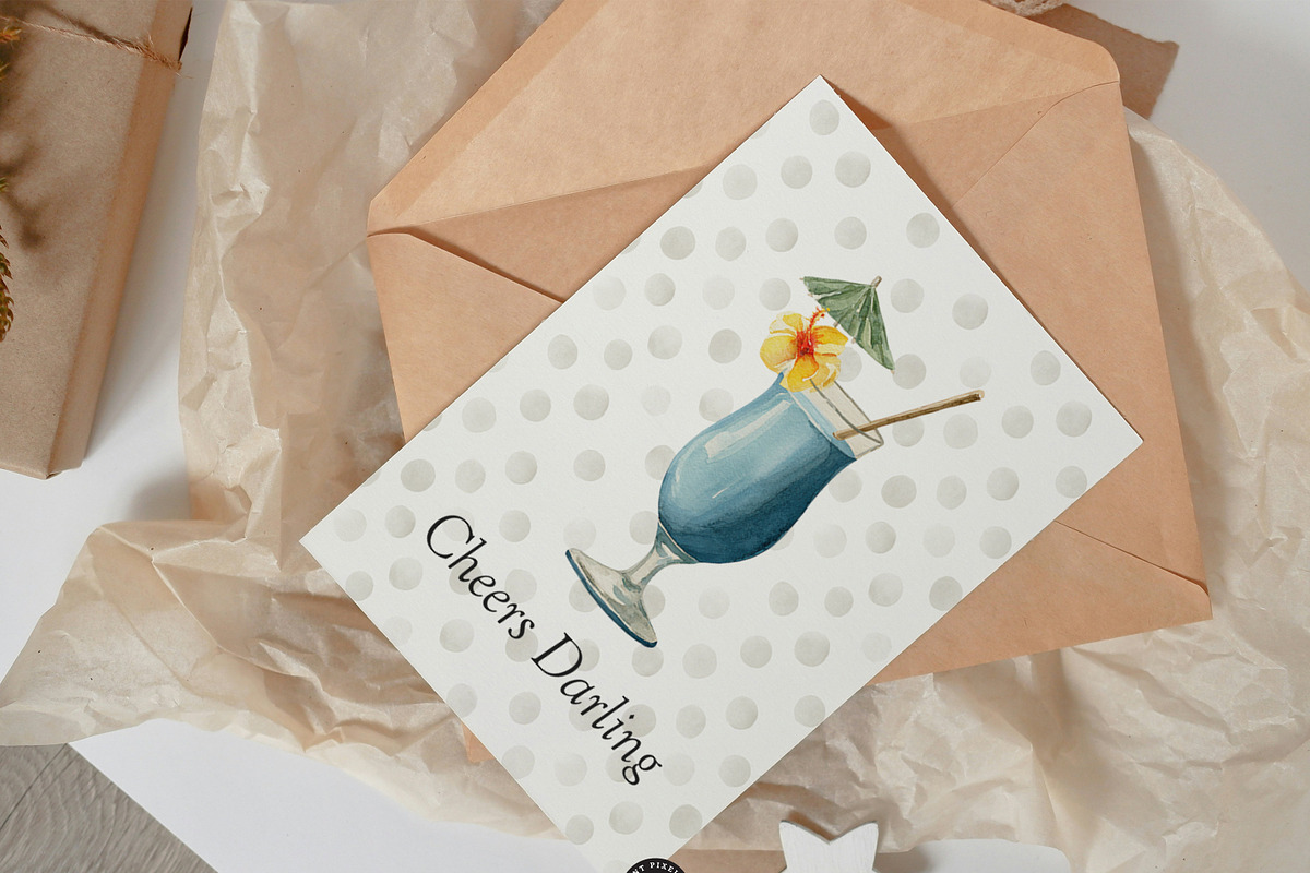 Happy Hour Cocktail Drinks Set, a Decorative Illustration by PaintPixelCo (Photo 12 of 14)