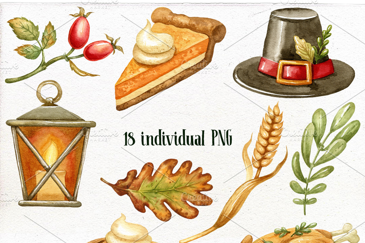 Watercolor Thanksgiving clipart., an Illustration by Mary (Photo 2 of 2)