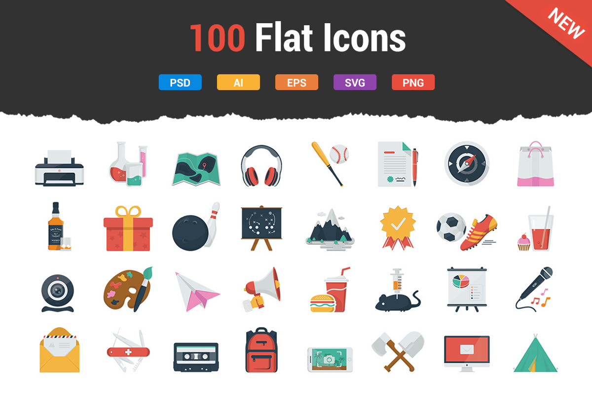 100 Fresh Flat Icons, an Icon by Flat Icons (Photo 1 of 3)