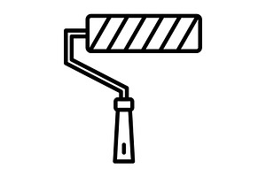 Paint Roller Line Icon, an Icon by Pexelpy