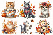 Watercolor Autumn Cat Clipart, an Illustration by OK Design (Thumbnail 5 of 5)