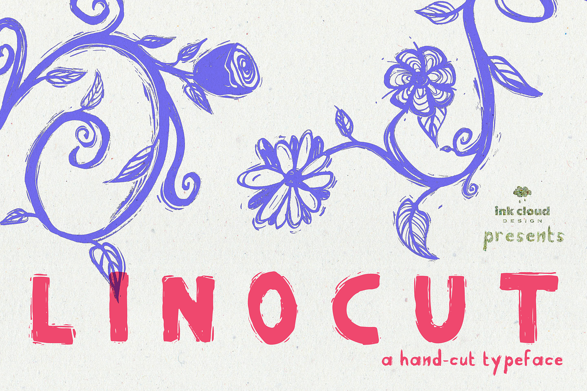 Linocut Handmade Script Font Kid, a Script Font by InkCloudDesign (Photo 1 of 4)