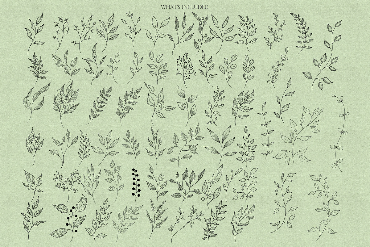 Leaves & Twigs Procreate Stamps Bund, a Brush Add-On by Dervik Art Store (Photo 2 of 4)