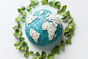 Teal Earth Globe Surrounded by Green, an Abstract Photo by Pixeness Studio