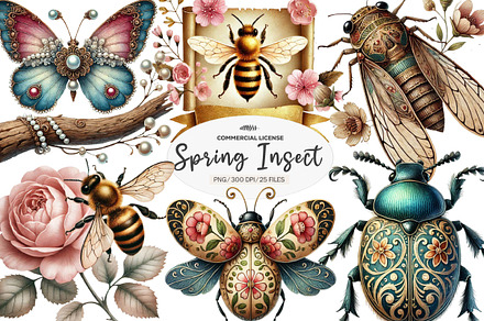 Vintage Spring Insect Sublimation, an Illustration by CreationArt