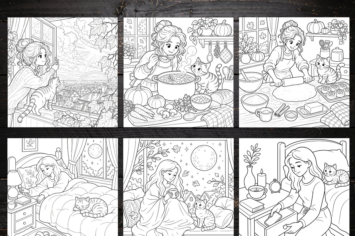 Cozy Fall Coloring Pages Bundle, a Brochure Template by LA Design (Photo 2 of 10)