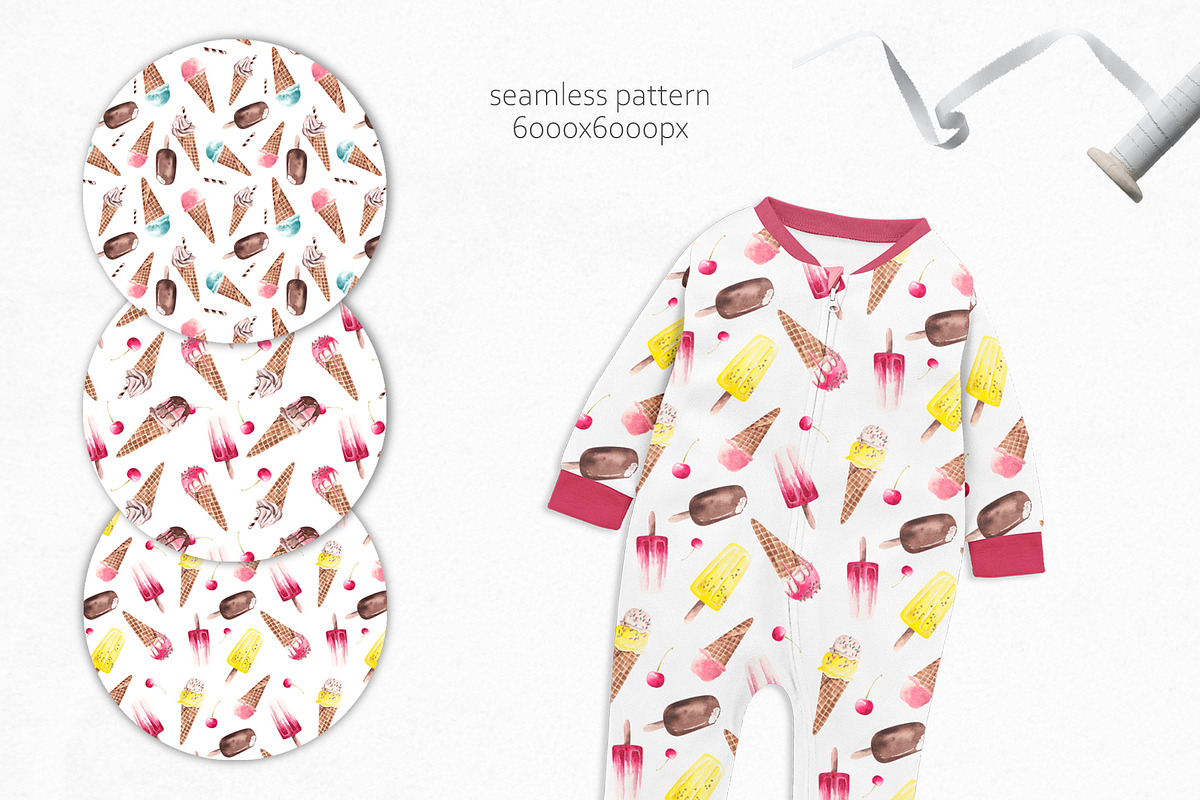 Watercolor Ice Cream Collection, a Food Illustration by YuliyaArtGarden (Photo 10 of 11)