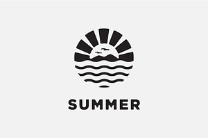 summer beach mountain sea ocean logo, a Branding & Logo Template by funpixel