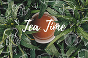 Tea Time | illustrations and pattern, a Decorative Illustration by Wander Designs (Thumbnail 1 of 6)