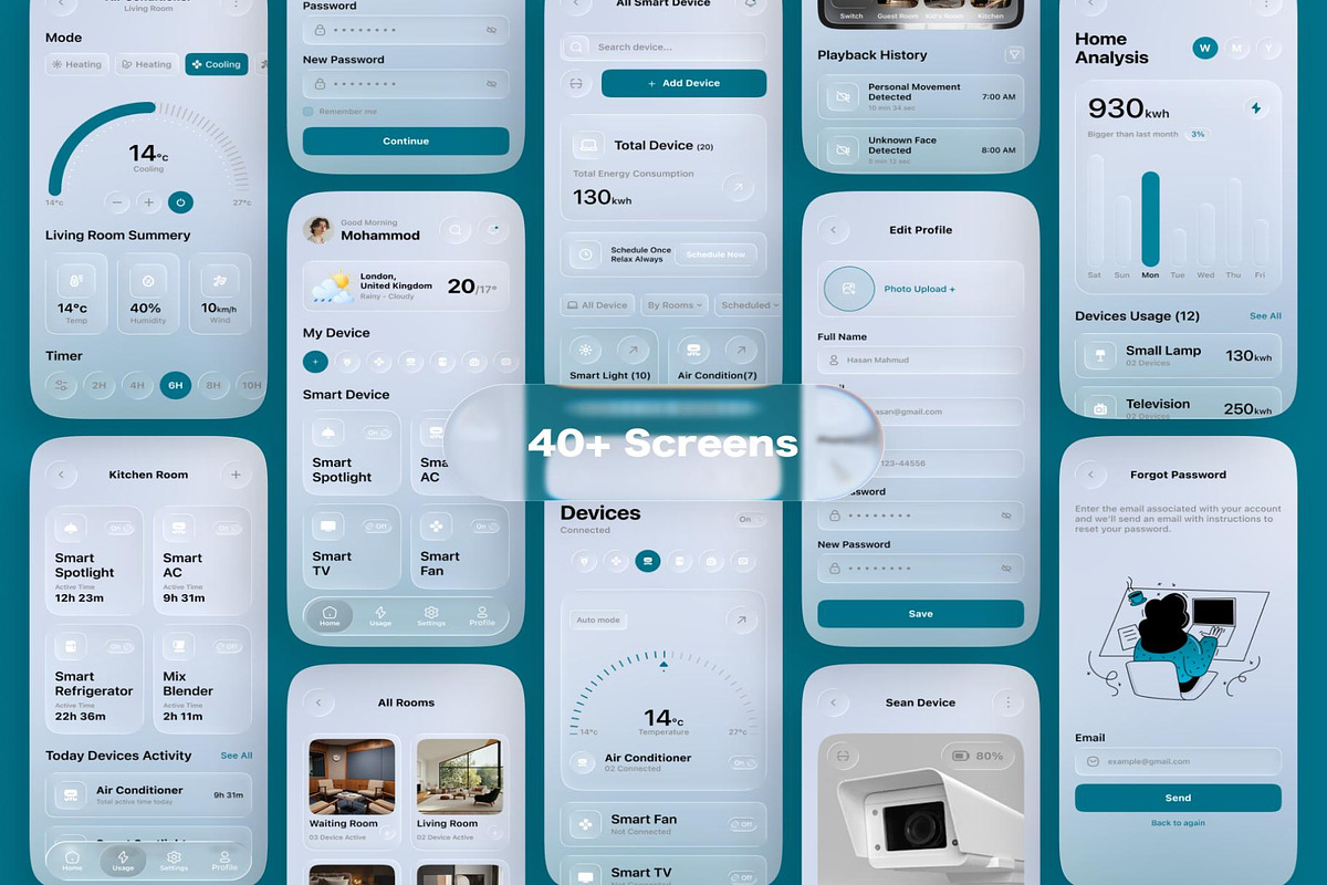 HomeQ - Smart Home App UI Kit, an UI Kit Template by Creative Perspective (Photo 4 of 8)