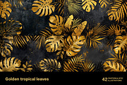 Golden tropical leaves. 42 images, a Decorative Illustration by Handmadefont (Thumbnail 9 of 11)