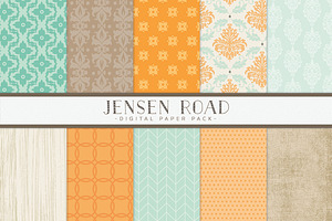 Aqua and Orange Digital Papers