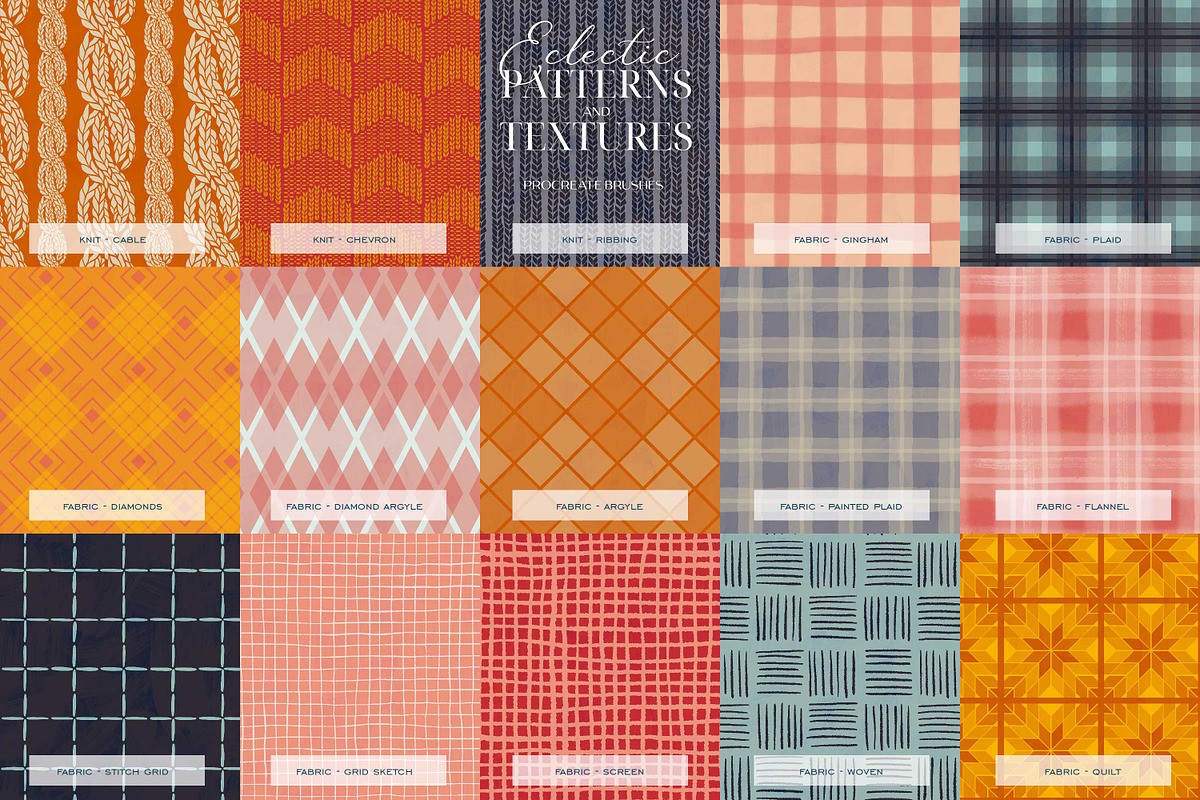 Procreate Pattern & Texture Brushes, a Brush Add-On by Eclectic Anthology