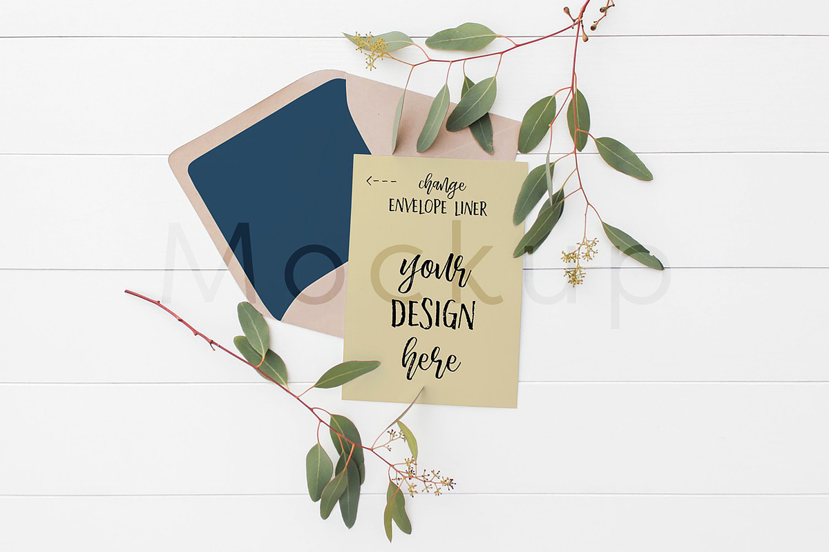 5x7 Invitation Mockup - Eucalyptus 6, a Print Template by ILLONA GRAPHICS (Photo 4 of 5)