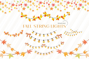 Fall Floral String Lights Clipart, an Illustration by Sunflower Day Love