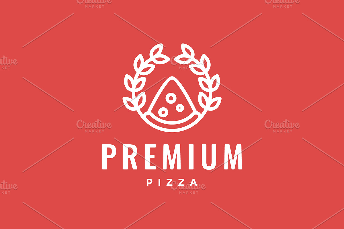 pizza food with wheat leaves logo, a Branding & Logo Template by devastd