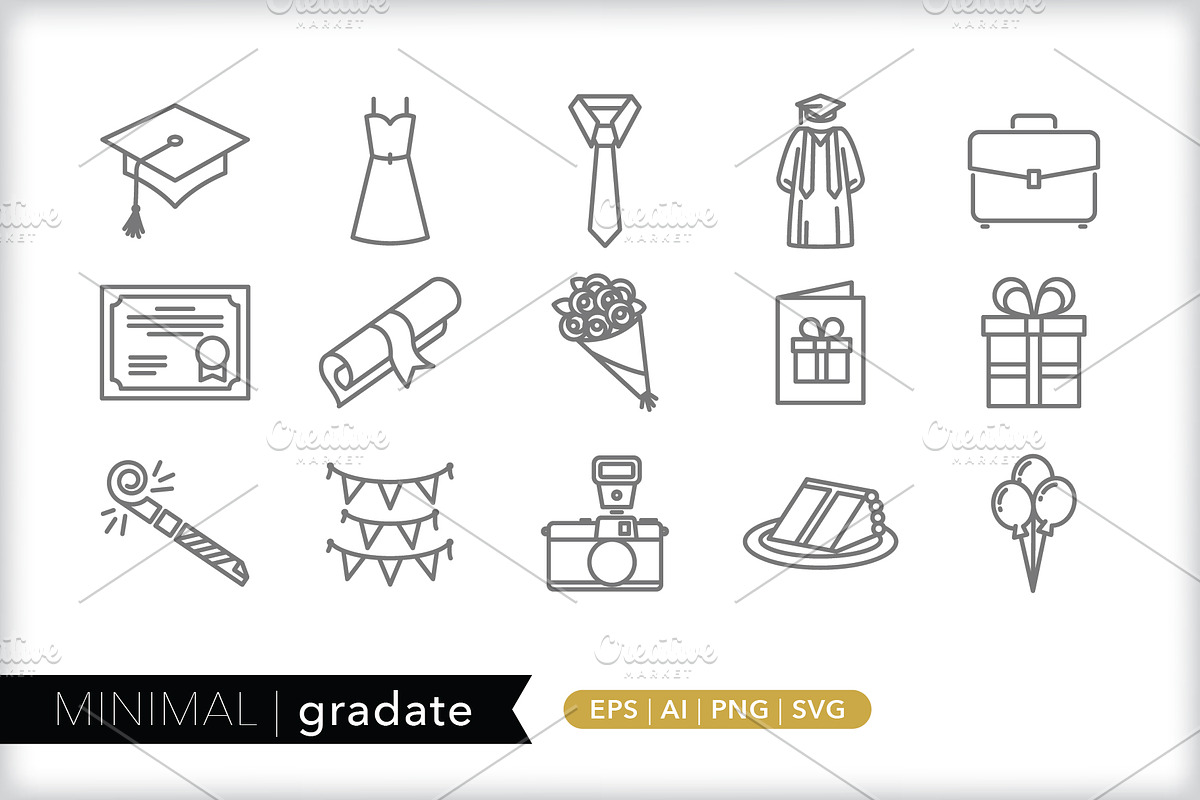 Minimal graduate icons, an Outline Icon by Picture Window (Photo 1 of 5)