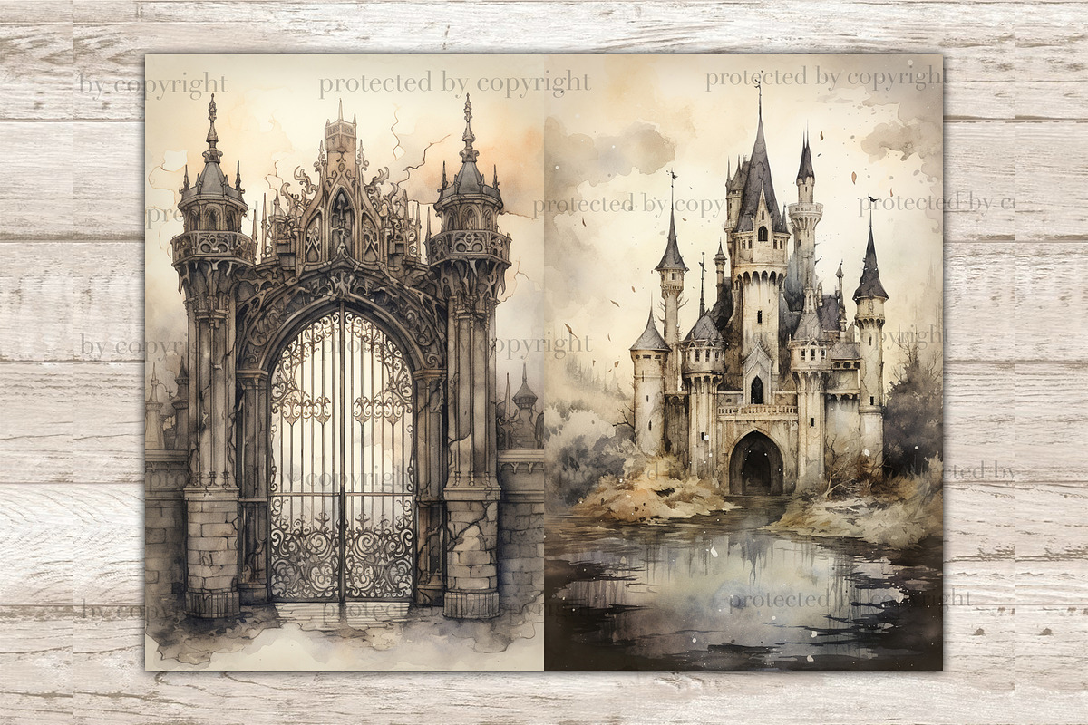 Gothic City Junk Journal Pages, a Seasonal Illustration by GlamArtZhanna (Photo 10 of 10)