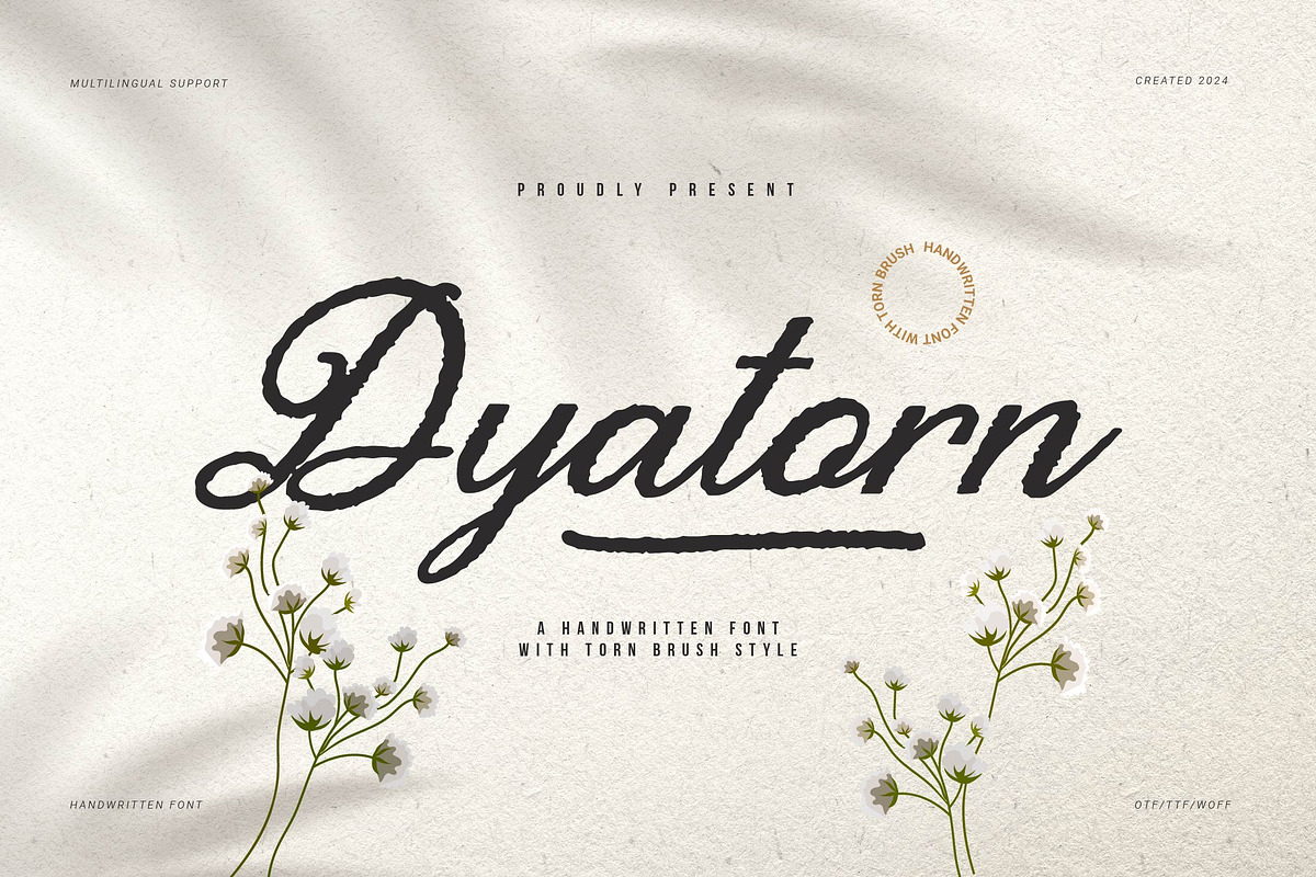 Dyatorn | Brush Handwritten Font, a Script Font by gracetype_studio (Photo 1 of 14)