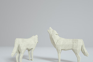 Low Poly Paper Wolves