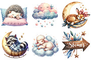 Sweet Dreams Sign,Sleepy Animals png, an Illustration by Watercolor design (Thumbnail 3 of 3)