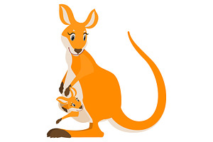 Kangaroo mom and her cub baby vector
