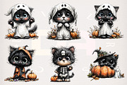 Whimsical Halloween Cat Clipart PNG, a Transportation Illustration by Digital Artistic99 (Thumbnail 2 of 7)