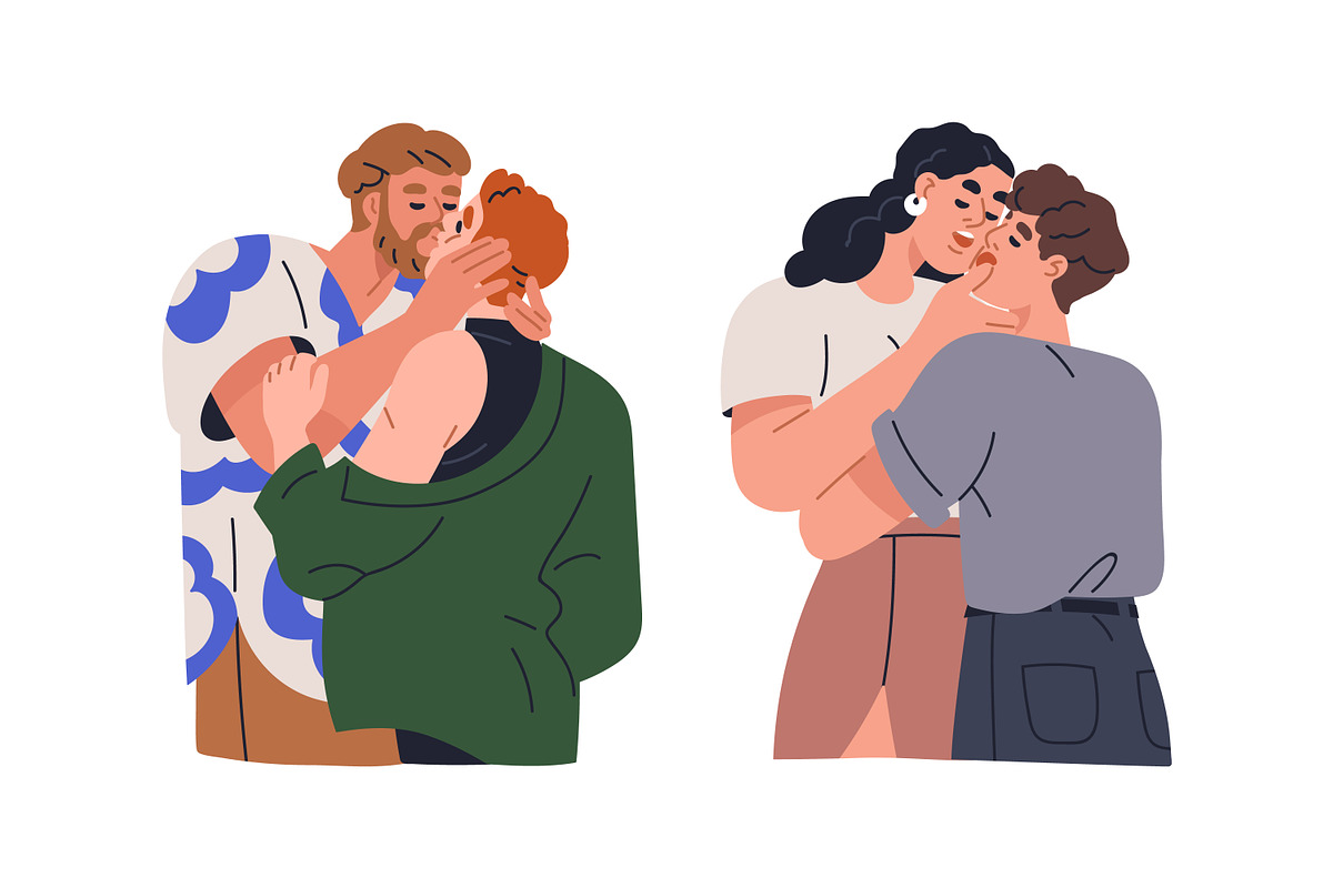 Love couples kiss with passion set, a Person Illustration by Good Studio (Photo 6 of 19)